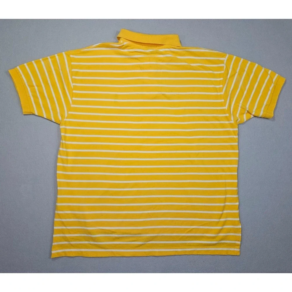 Polo Ralph Lauren Shirt Mens XL Yellow White Striped Short Sleeve Pima Cotton